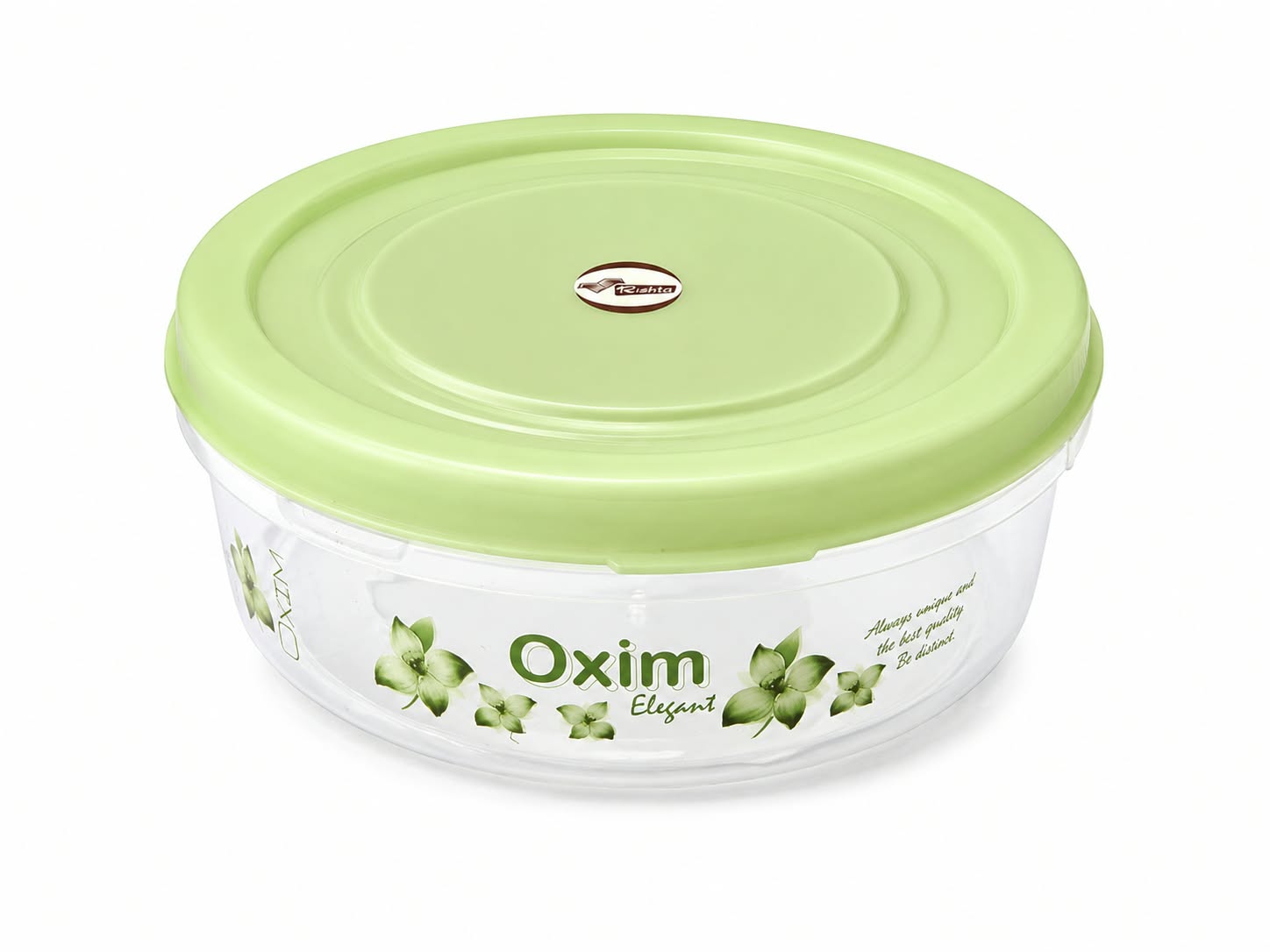 Rishta Food Cache Plastic Round Container — Green / 2400 ml