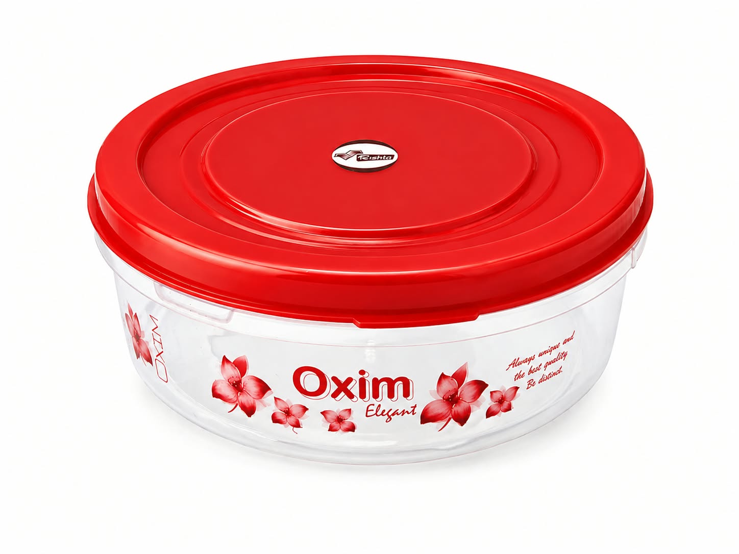 Rishta Food Cache Plastic Round Container — Red / 1400 ml