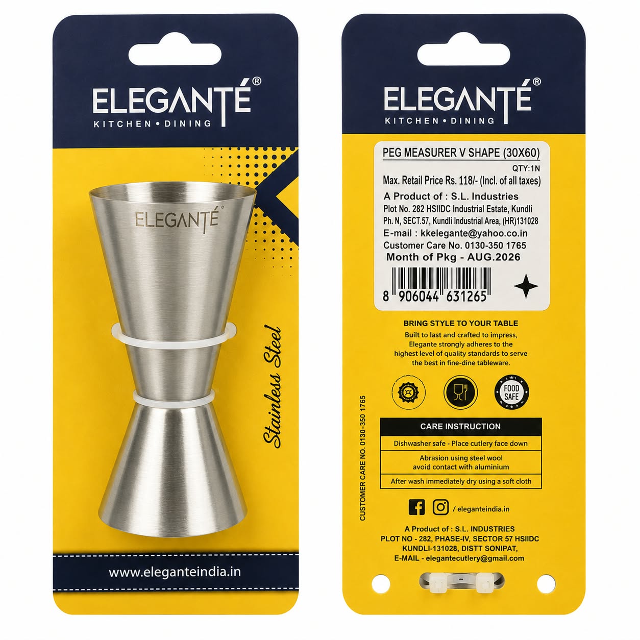 Elegante Premium Cutlery Peg Measurer V Shape (30X60)