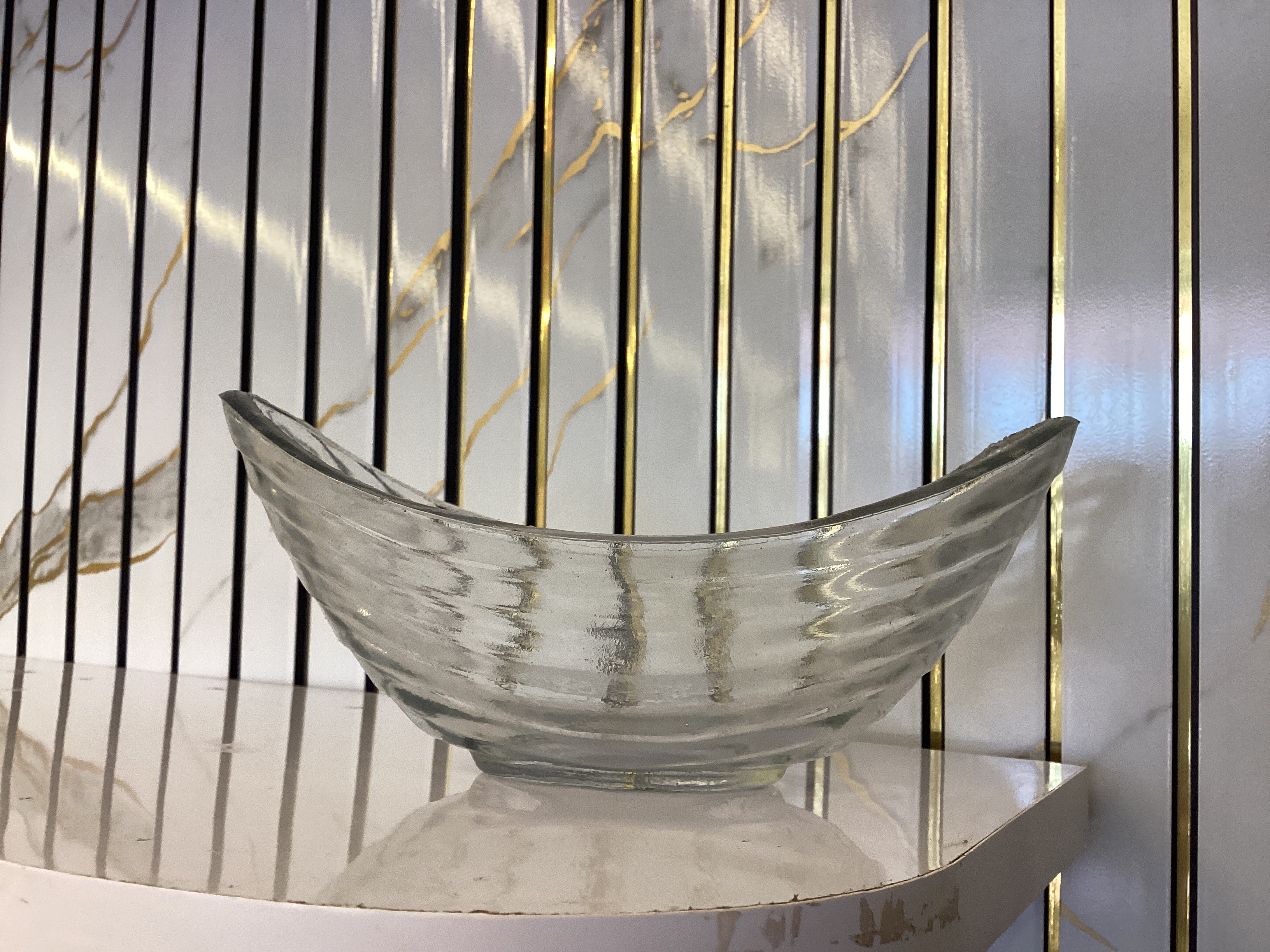 Clear Oval Slanted Glass Serving Bowl