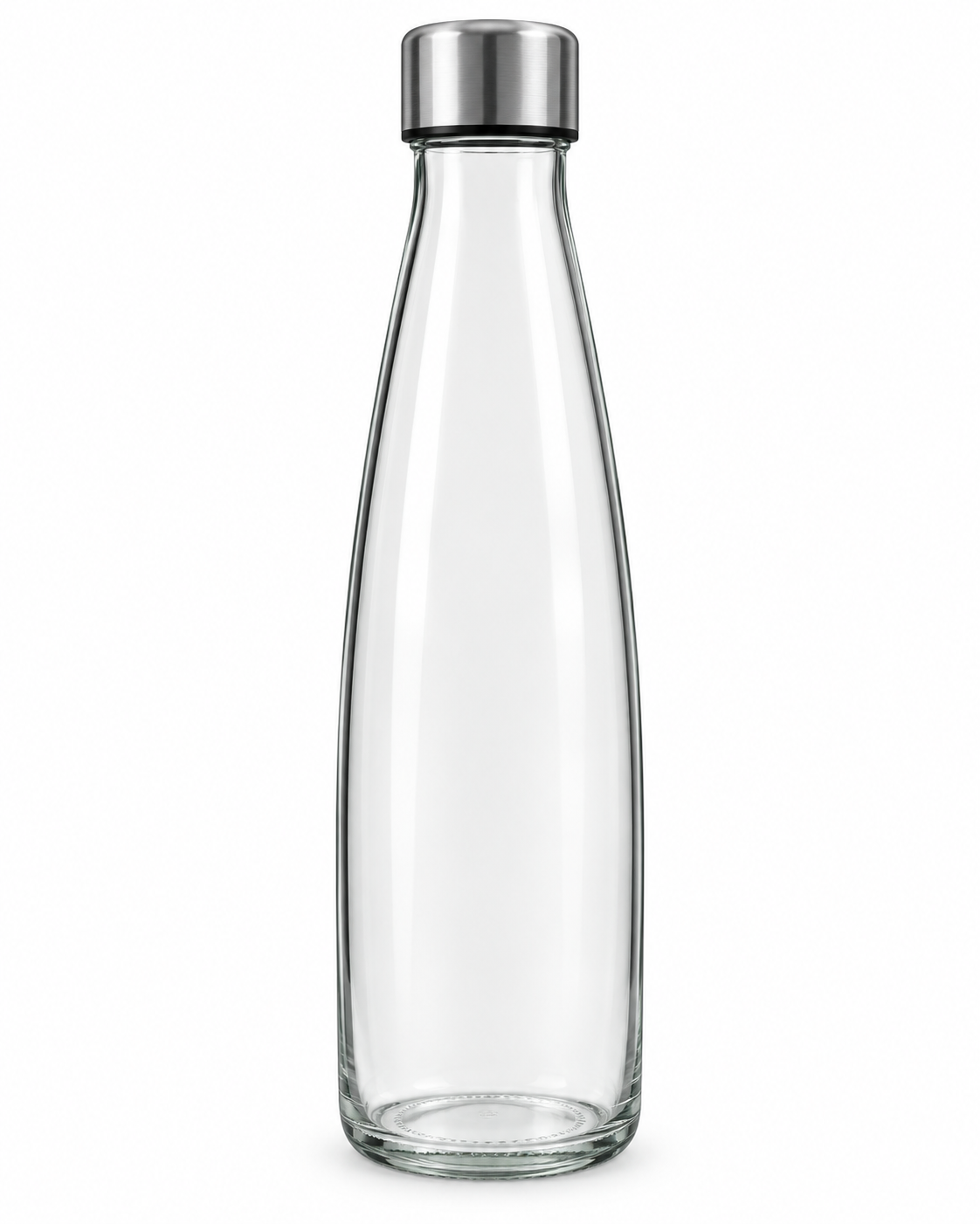 Plain Transparent Water Bottle with Stainless Steel Lid — 1000ml