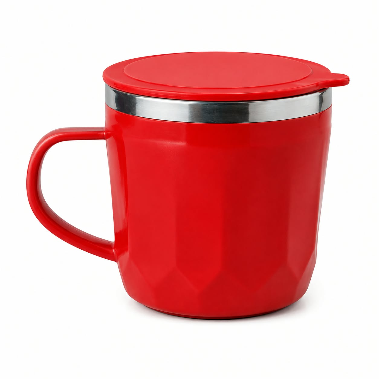 Stainless Steel Insulated Tea Mug with Lid — Red