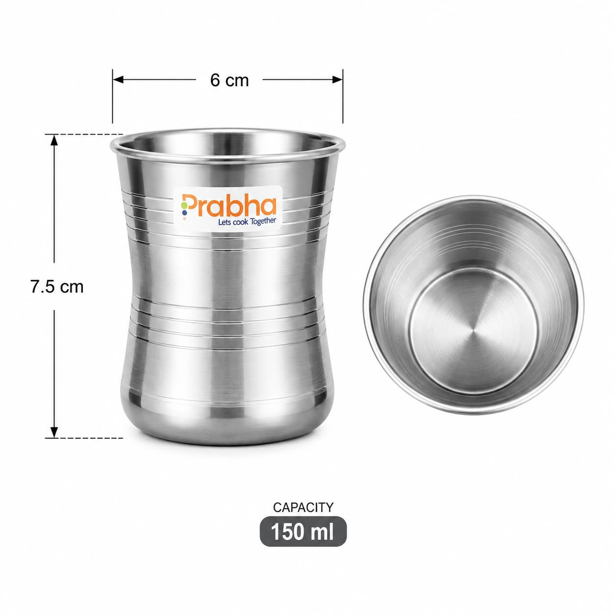Prabha Stainless Steel Mini Glass 120ml