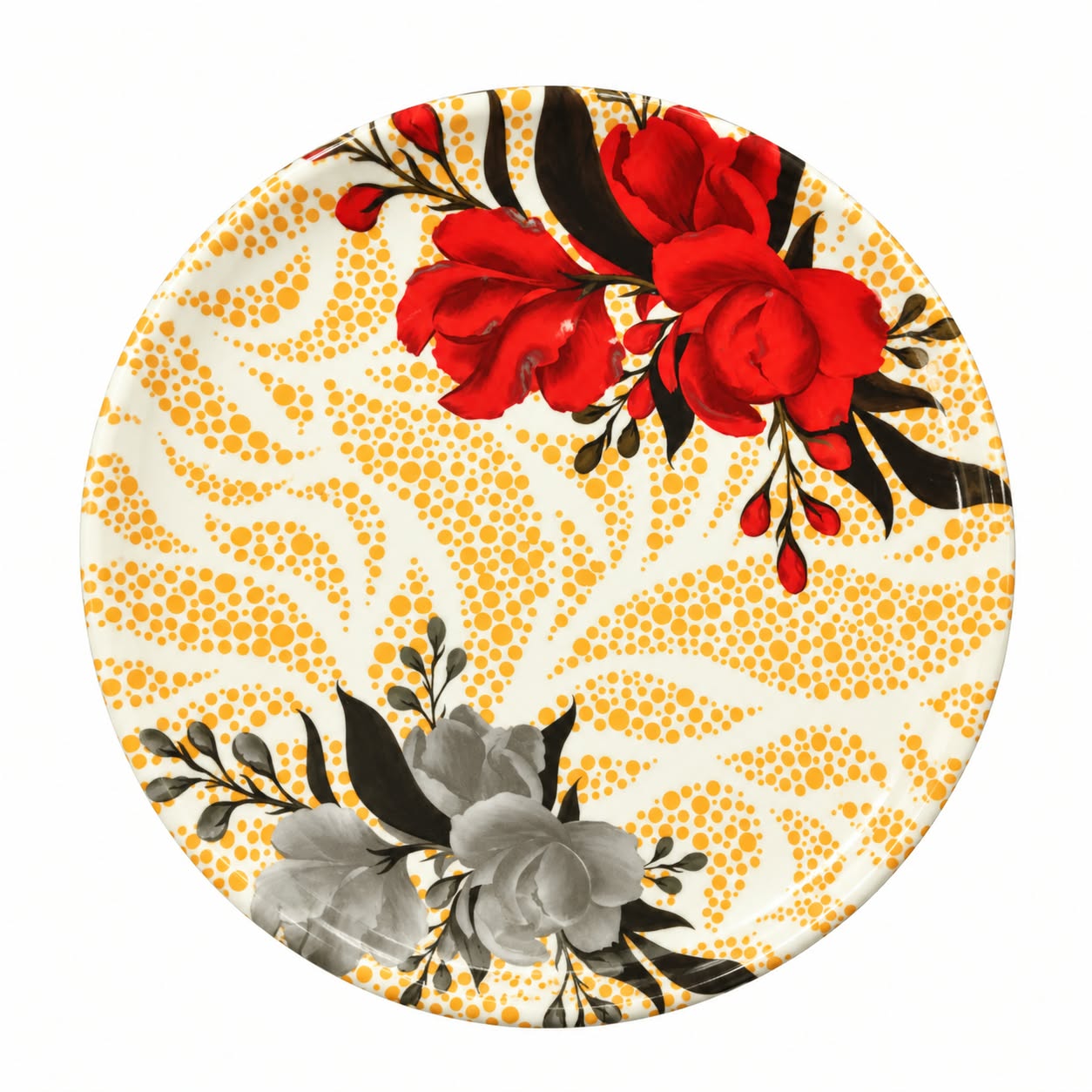 Classic Floral Fibre Dinner Plate (30 cm) — Red-Orange