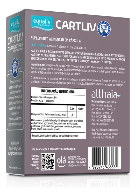 Cartliv Equaliv 60 Cáps – Colágeno Tipo II