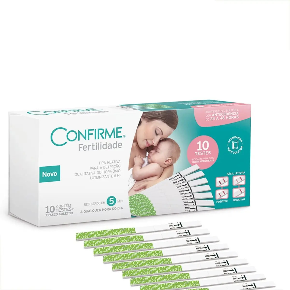 Teste de Ovulação Confirme com 10 Tiras Reagentes Fertilidade 5 Min