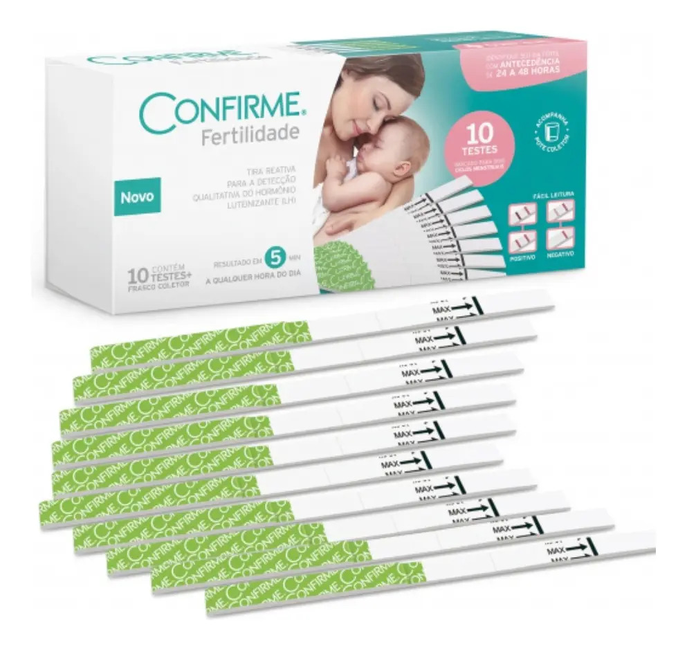 Teste de Ovulação Confirme com 10 Tiras Reagentes Fertilidade 5 Min