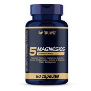 Magnésios 5 Fontes - Quelato + Malato + Taurato + Sulfato + Óxido - 60 Cápsulas Muwiz Vitamina