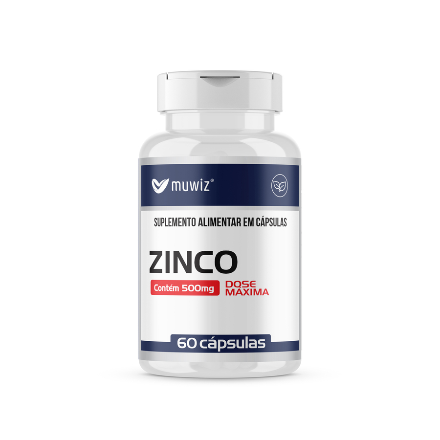 Zinco Dose Máxima Alto Teor 500mg Muwiz – 60 Cápsulas