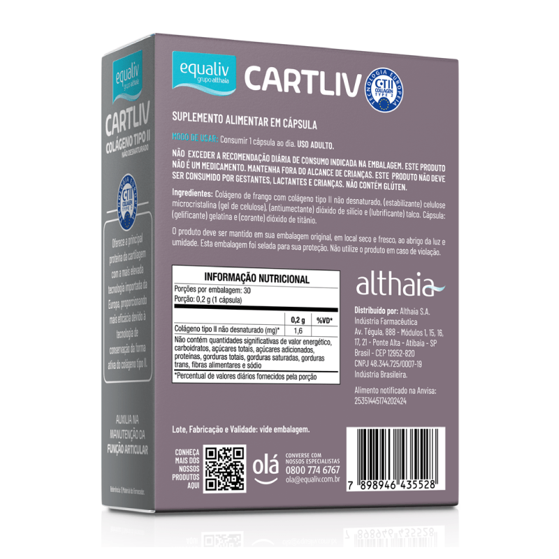 Colágeno Tipo II Cartliv Equaliv 40mg – 30 Cápsulas