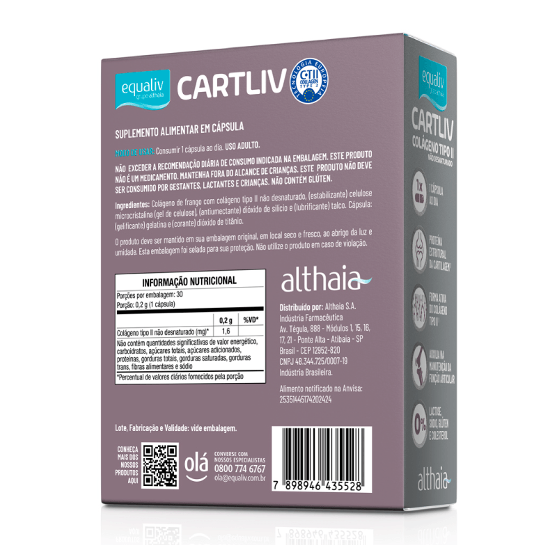 Colágeno Tipo II Cartliv Equaliv 40mg – 30 Cápsulas