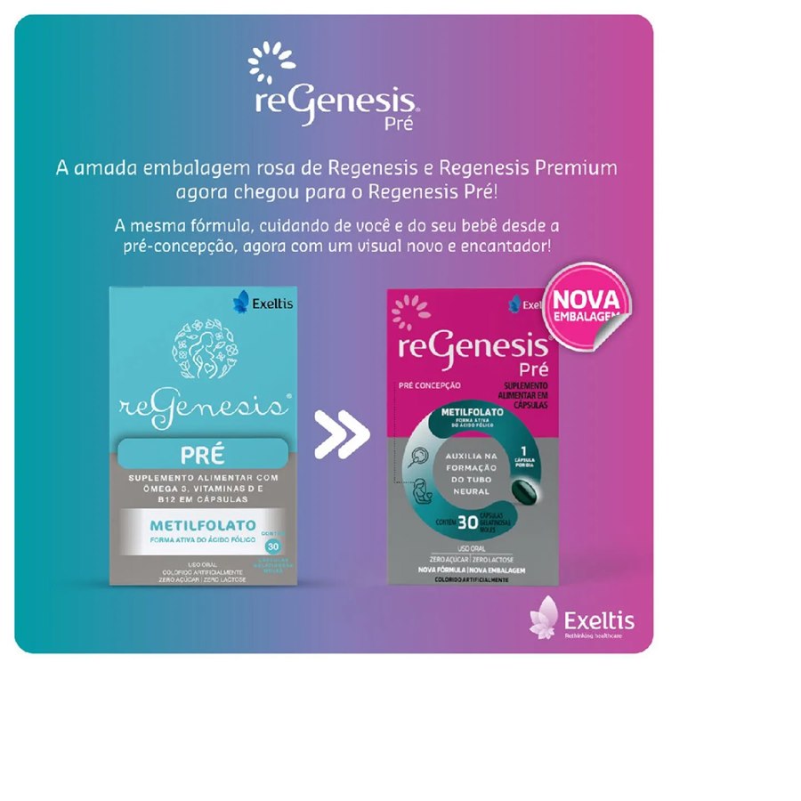 Suplemento Alimentar Regenesis Pré Exeltis — 30 Cápsulas Gelatinosas Moles