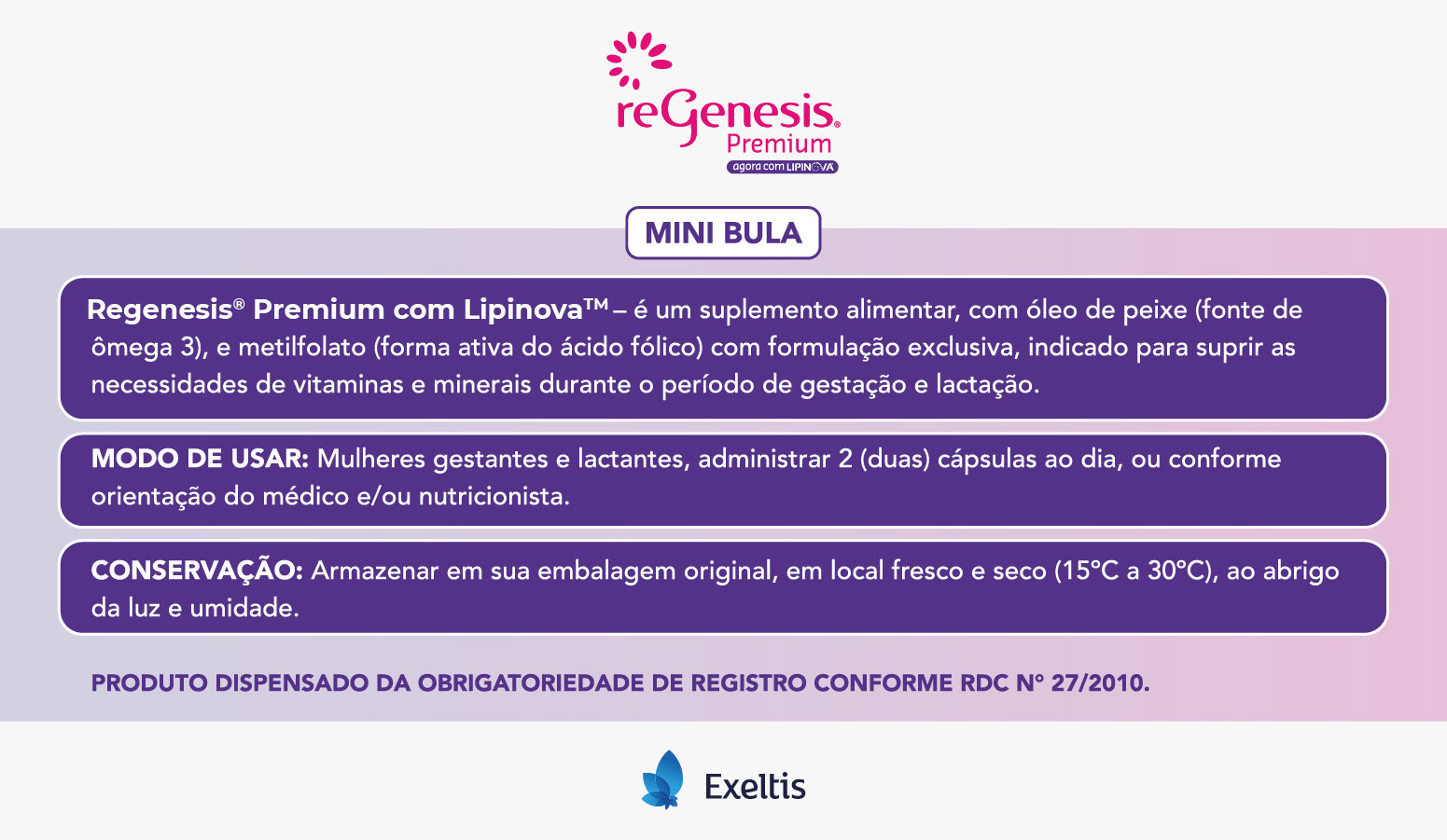 Suplemento Alimentar Regenesis Premium com Lipinova Exeltis – 60 Cápsulas Moles