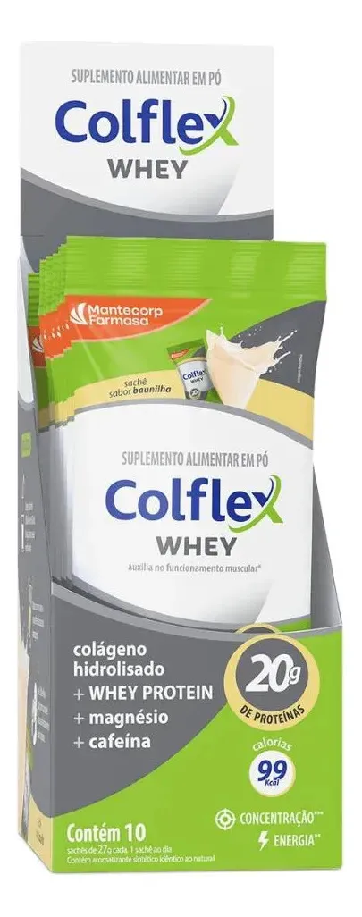 Colflex Whey Protein Baunilha 10 Sachês 20g De Proteína