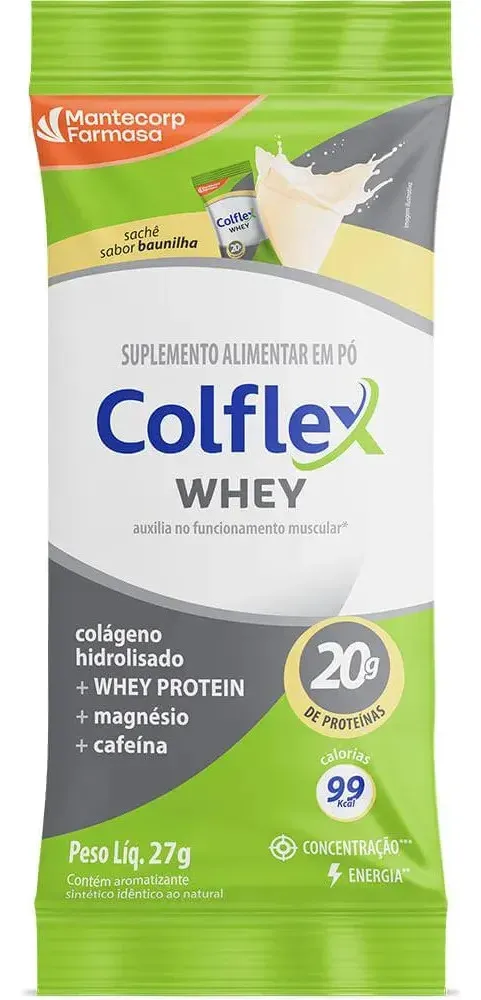 Colflex Whey Protein Baunilha 10 Sachês 20g De Proteína
