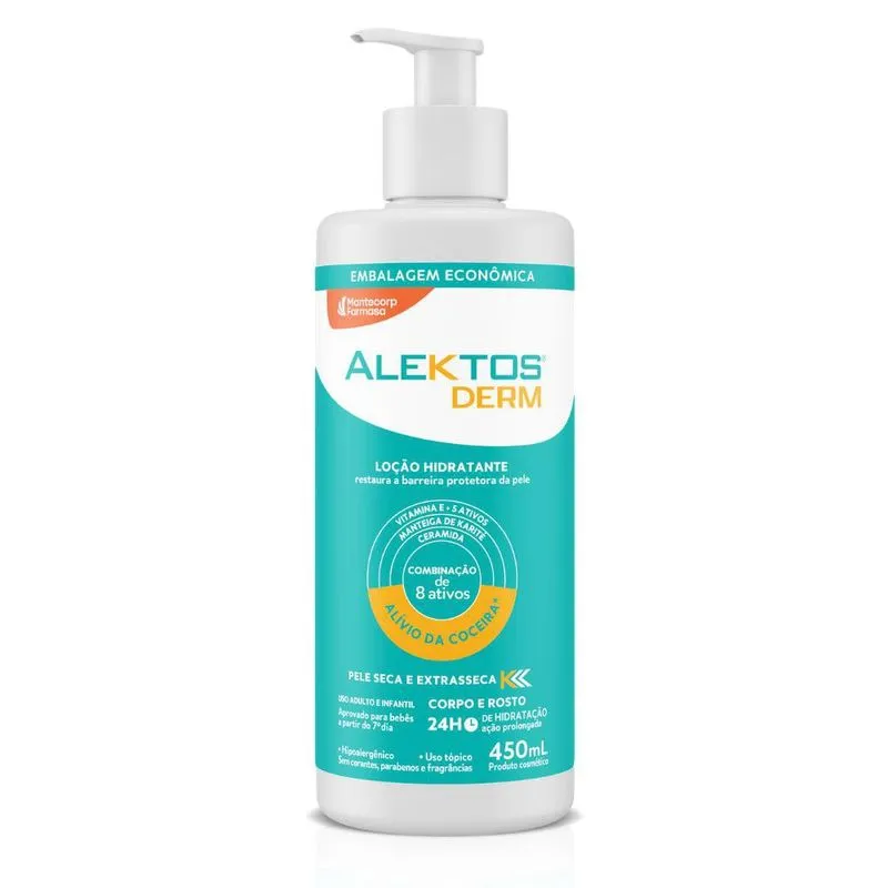 Loção Hidratante Corporal e Facial Alektos Derm Mantecorp Hypera – Frasco com 200 mL