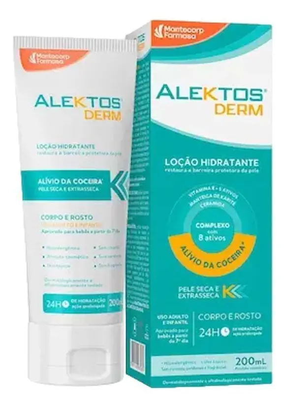 Loção Hidratante Corporal e Facial Alektos Derm Mantecorp Hypera – Frasco com 200 mL