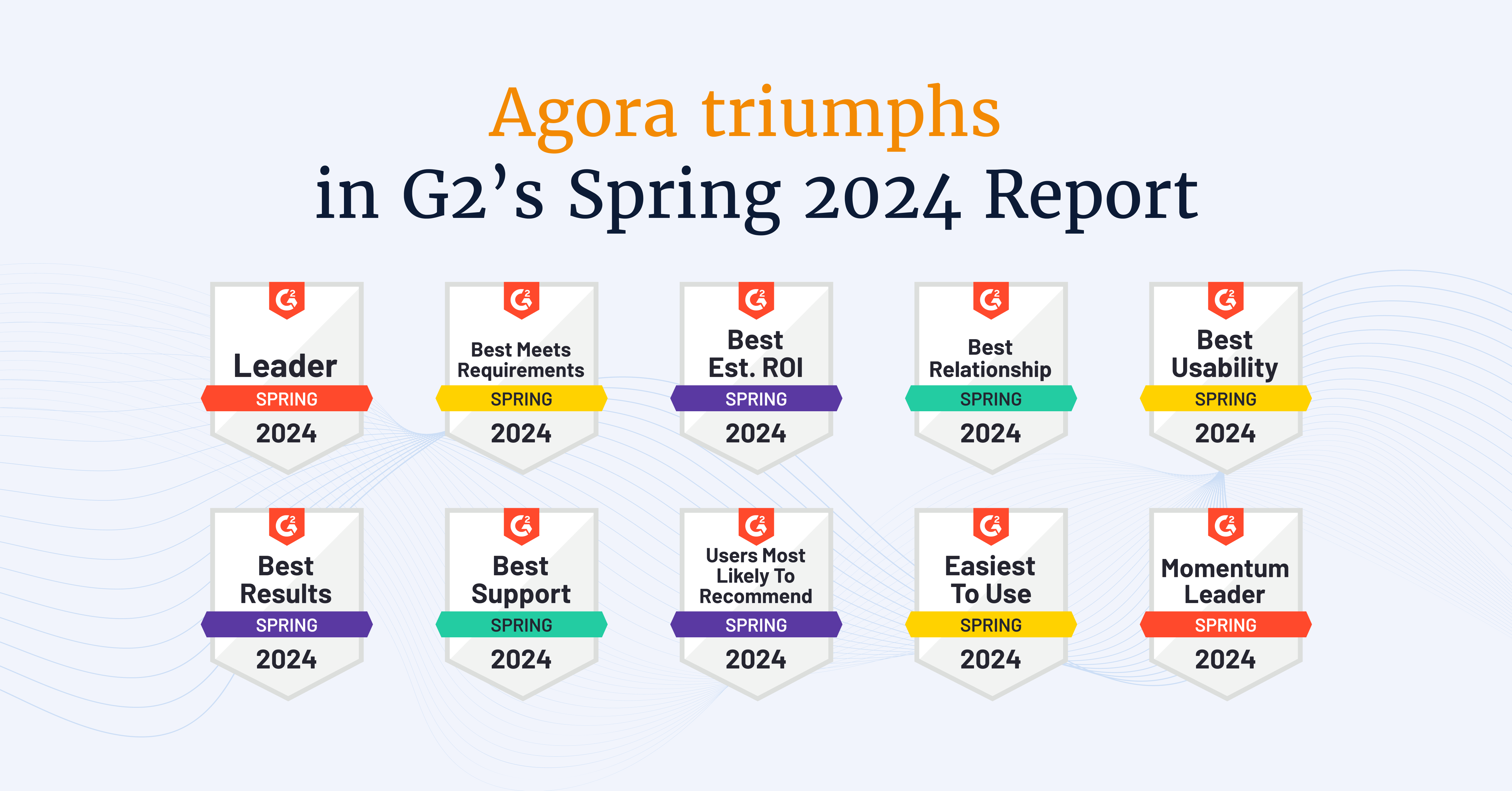 Agora triumphs in G2’s Spring 2024 Report with 10 awards
