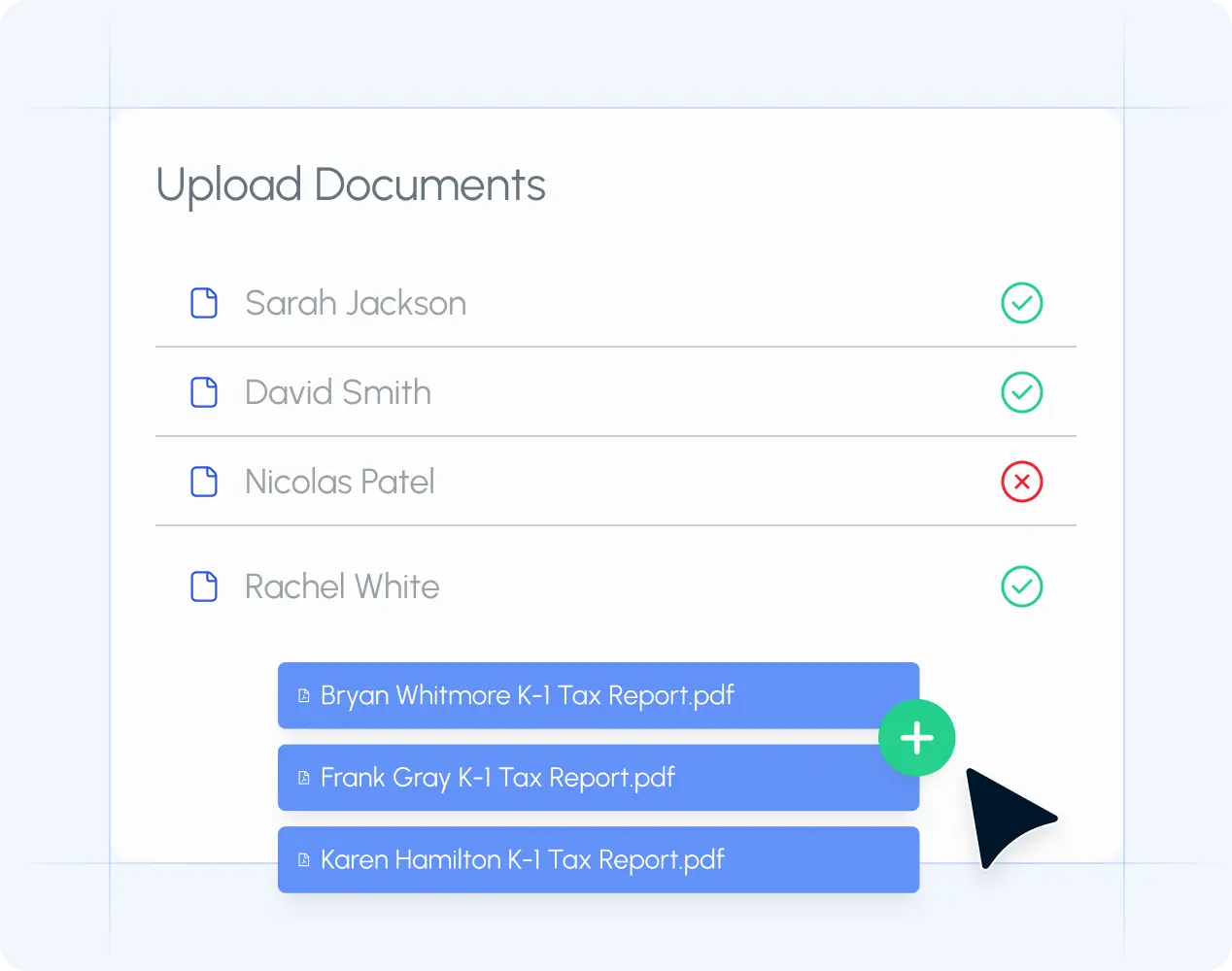 Automatic K-1 allocation during tax season