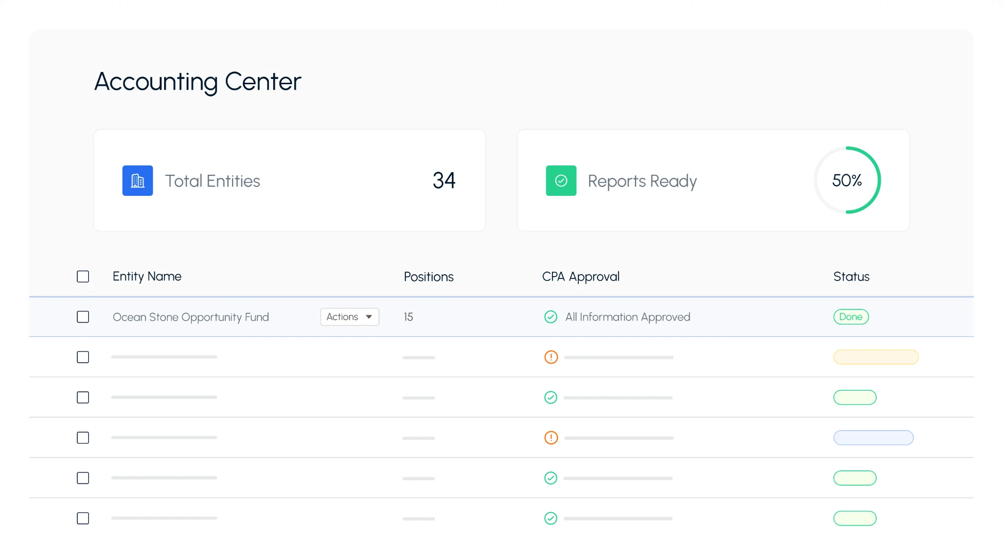 Agora dashboard showing Total Entities, and Reports.