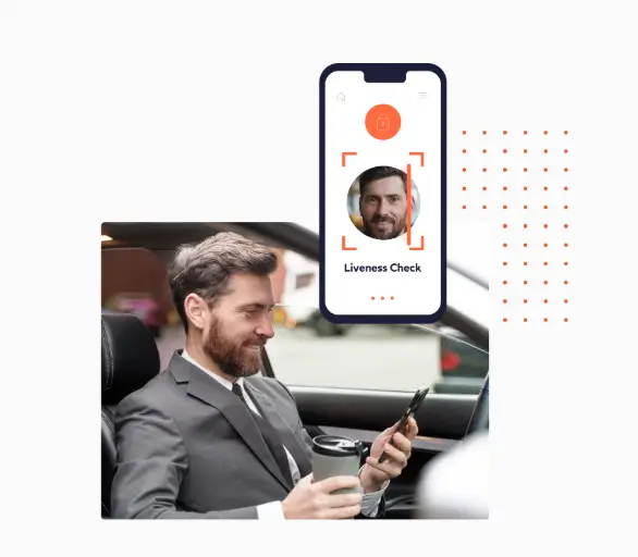 Mobile liveness check screen showing a selfie for identity verification