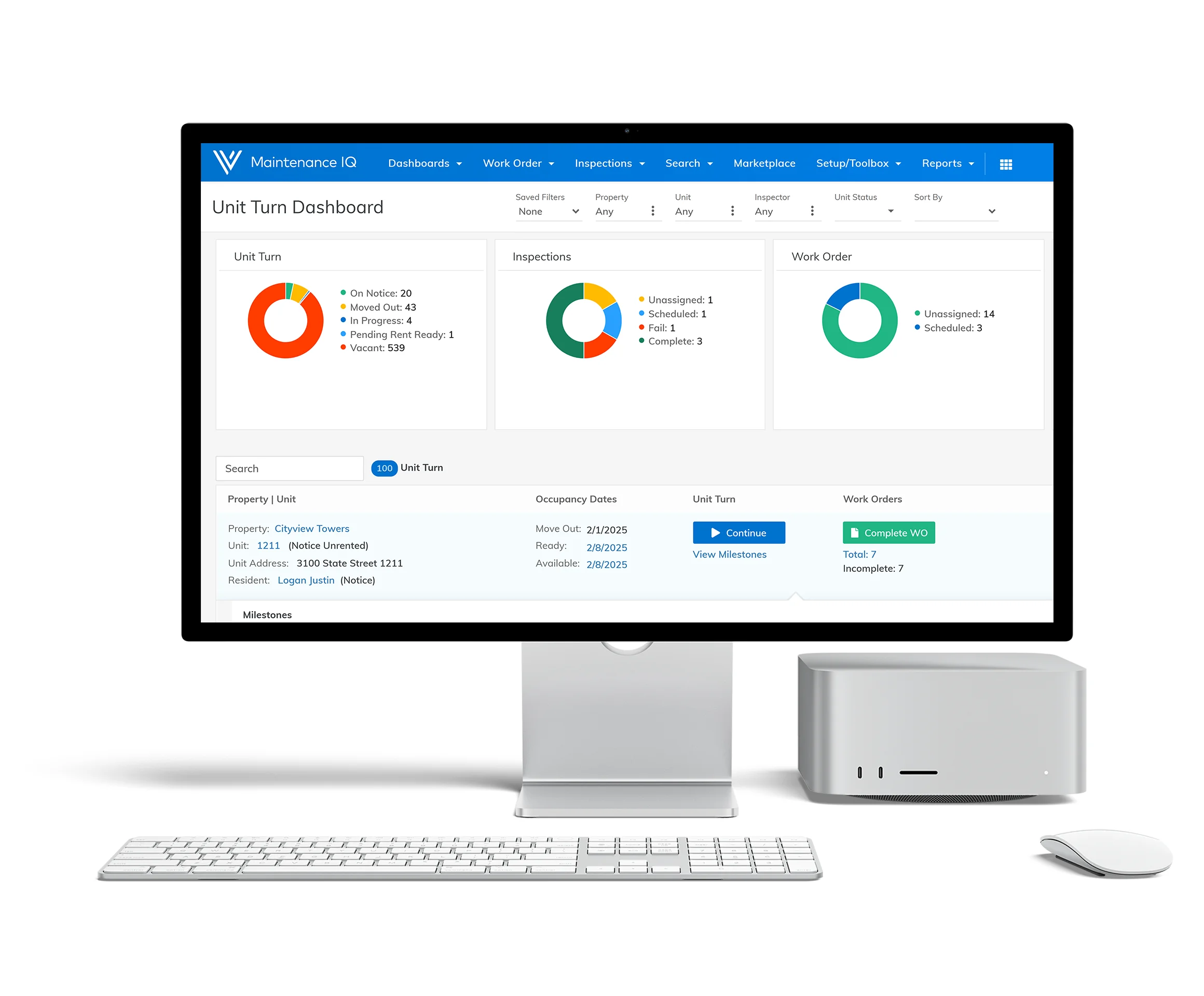 Maintenance iQ Unit Turn Dashboard.