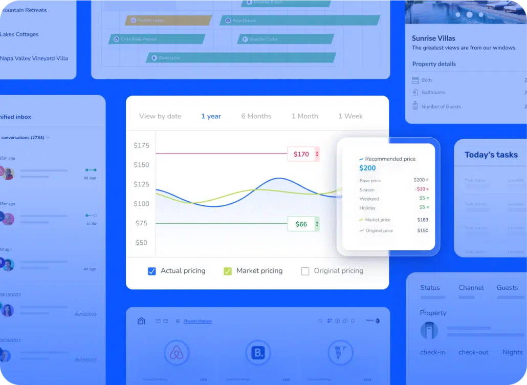 Pricing dashboard showing a 1-year line chart for actual vs market pricing.