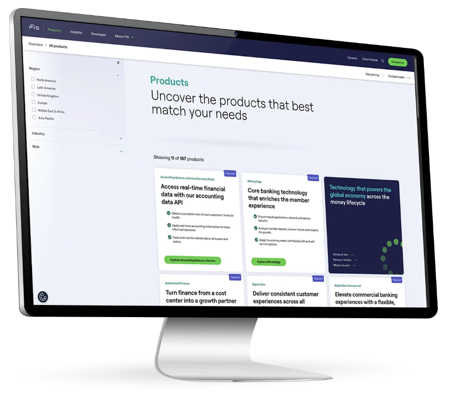 FIS Private Capital Suite product interface displayed on a desktop monitor with financial technology solutions.
