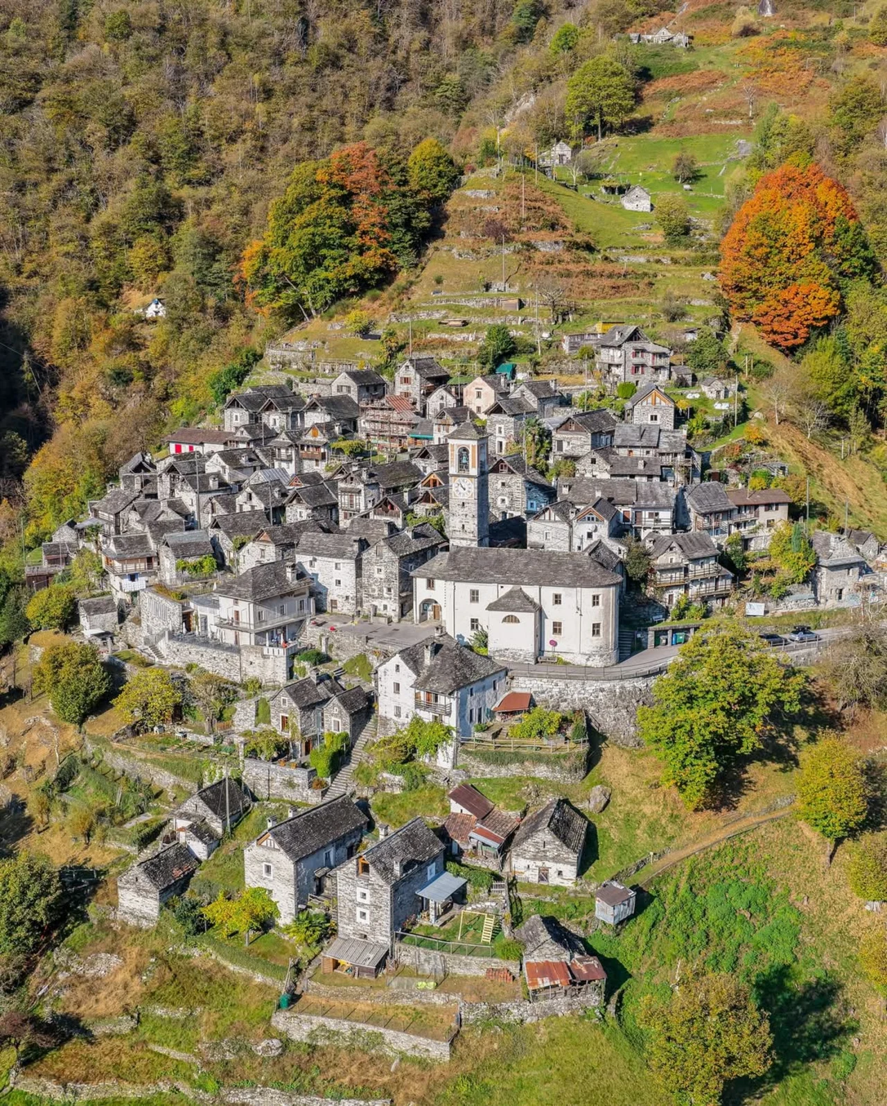 Aerial view of Corippo
