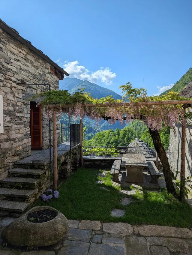 Stone terrace with outdoor seating