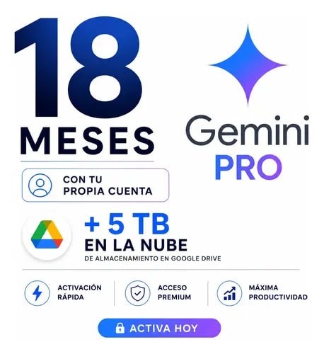 Gemini Pro 18 Meses + 5 TB en Google Drive | Link de Activación