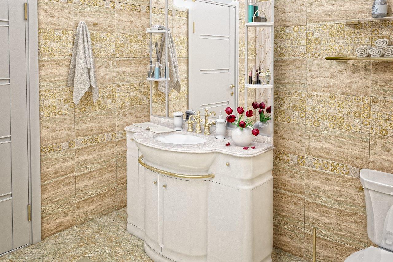 340761 Травертино (Travertino) матовый декор 25х40, Pieza ROSA бежевый купить СПб