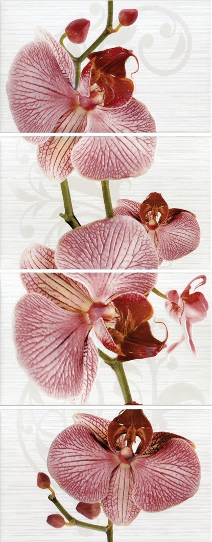 377087 Фиори (Fiori) глянцевая панно 40х100, Pieza ROSA мультиколор купить СПб