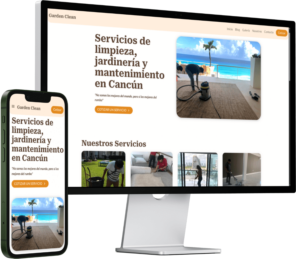 movil y PC mockup de Garden Clean