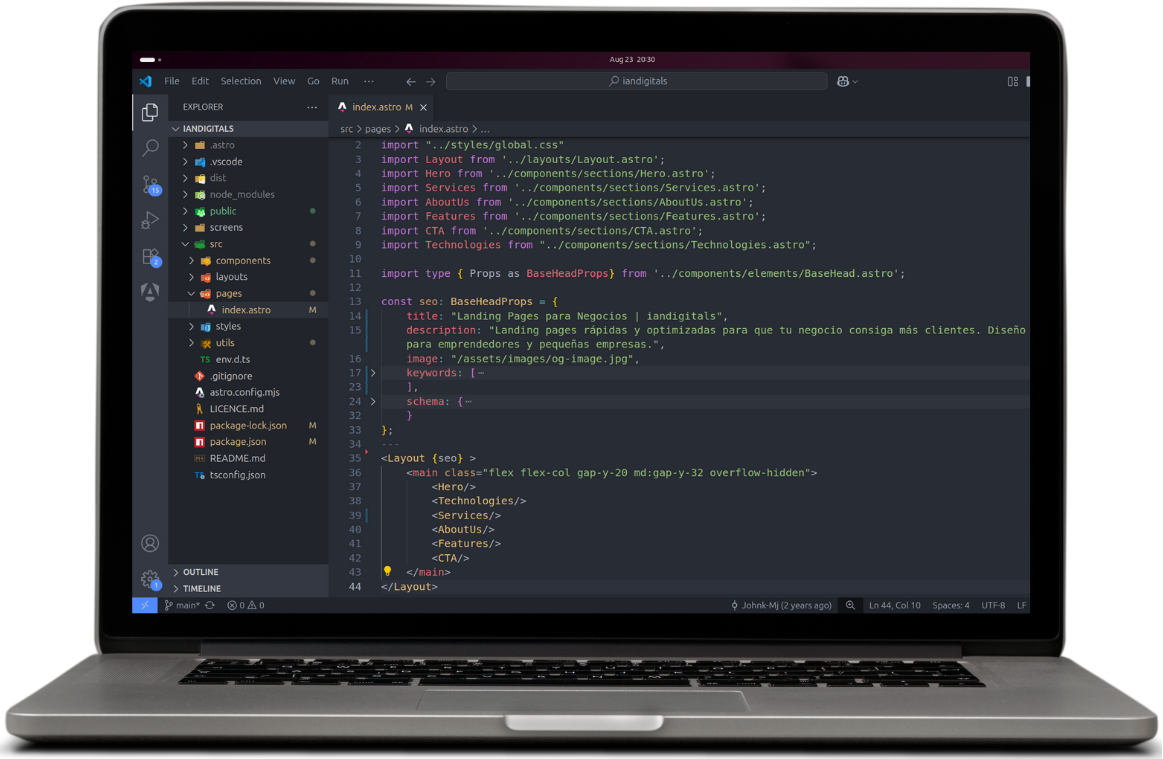 Mockup del codigo de iandigitals