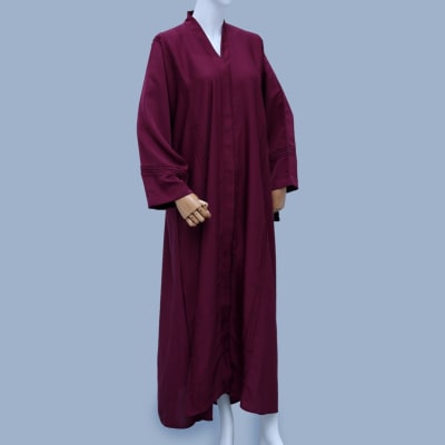 Burgundy Embellished Maxi Abaya – Wine Maroon | Elegant Ready-to-Wear Abaya