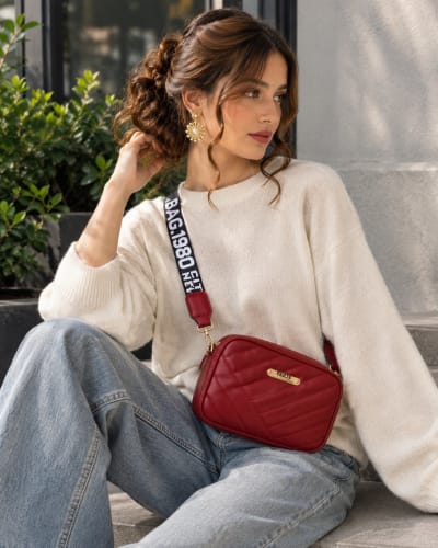 Maroon Crossbody & Shoulder Bag for Women | PU Leather Handbag with Zip Closure