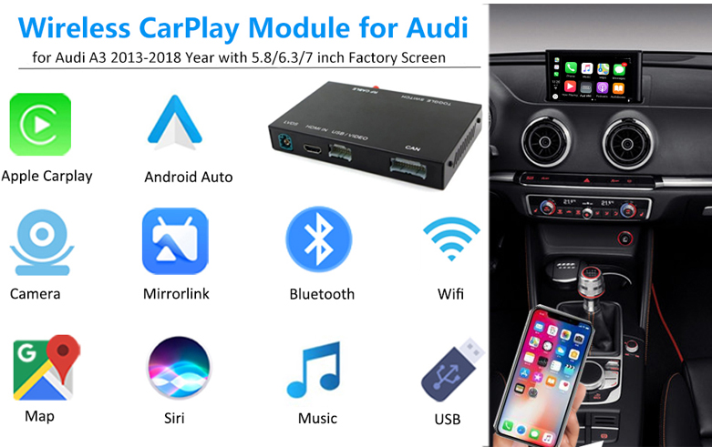 Road Top Wireless Carplay Android Auto Nachrüstsatz für Audi A3