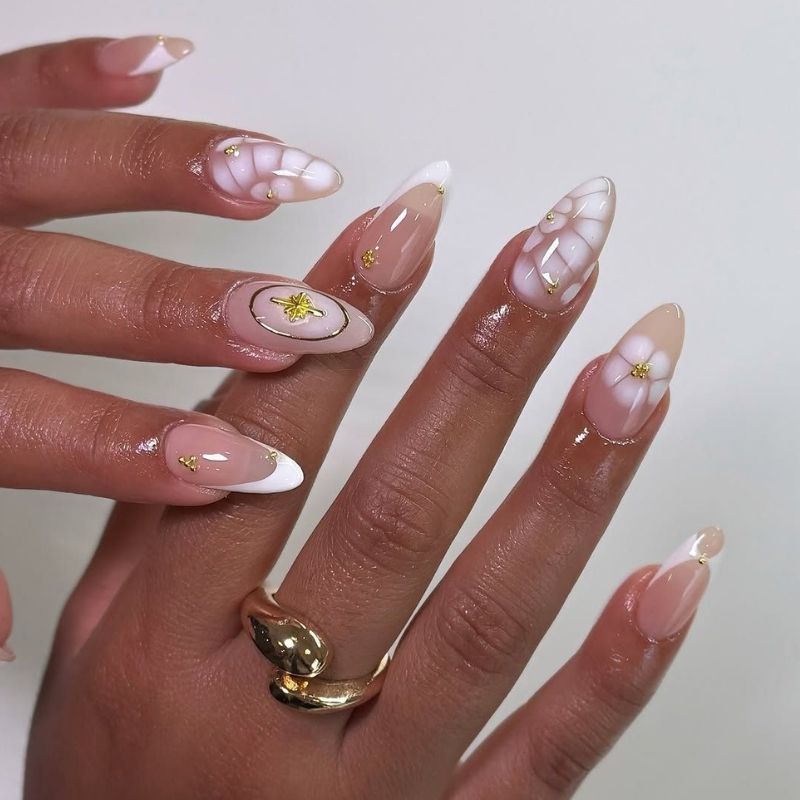 Proper nail preparation for blooming gel showing buffed natural nails ready for base coat