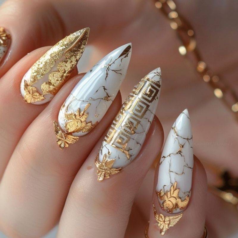 Greek mythology inspired goddess nail art