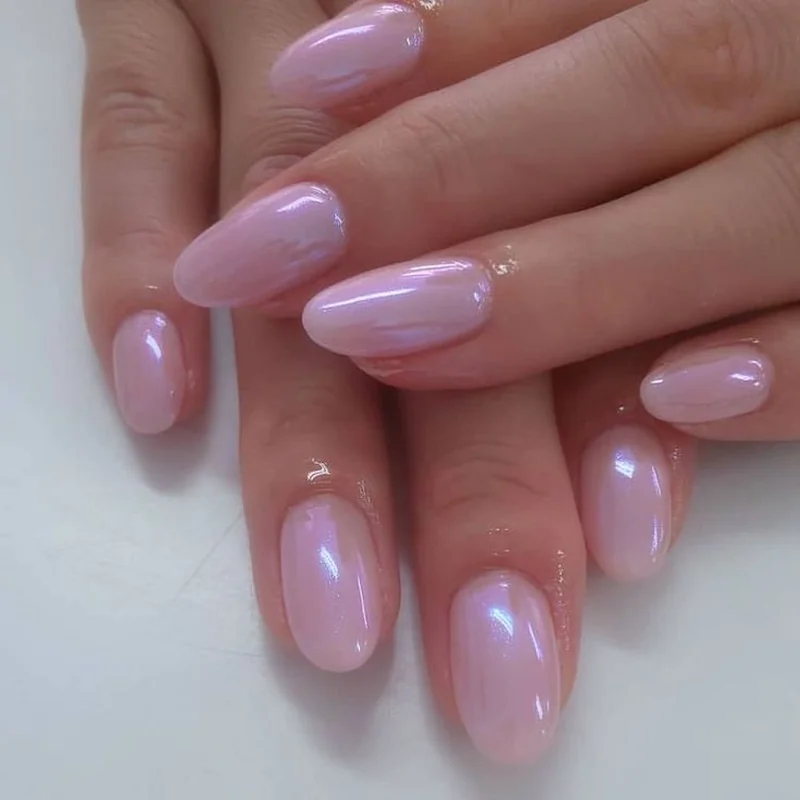 Sheer single tone jelly nails in one coat for date night elegance
