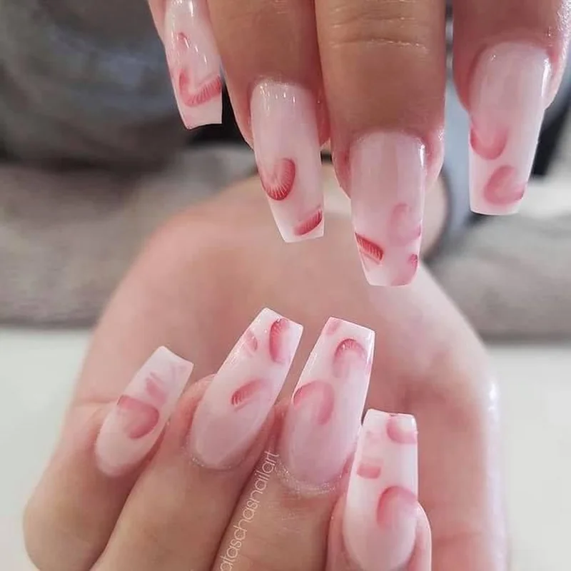 Watercolor blooming technique creating diffused valentine color in jelly base