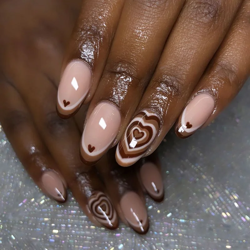 Visual weight balancing demonstration showing sixty thirty ten rule for mismatched nail designs