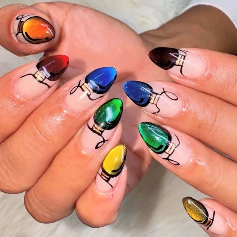 Best nail polish color swatches for Santa, Rudolph, and gingerbread character nail art