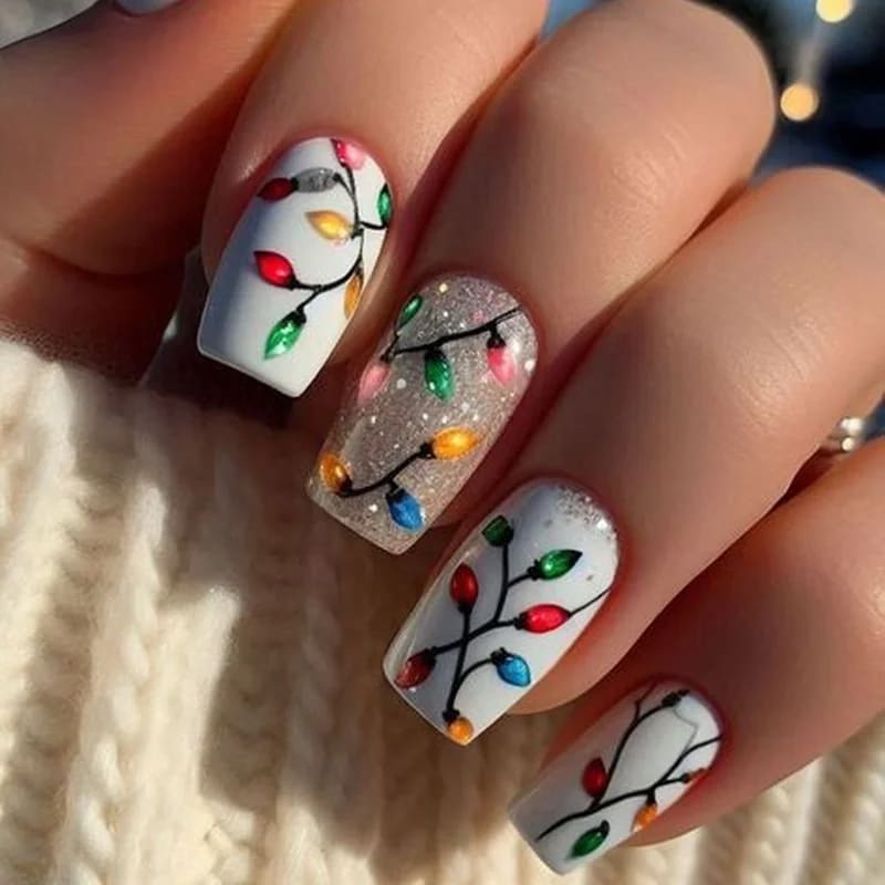 Step-by-step tutorial showing how to apply Christmas character nail stickers properly