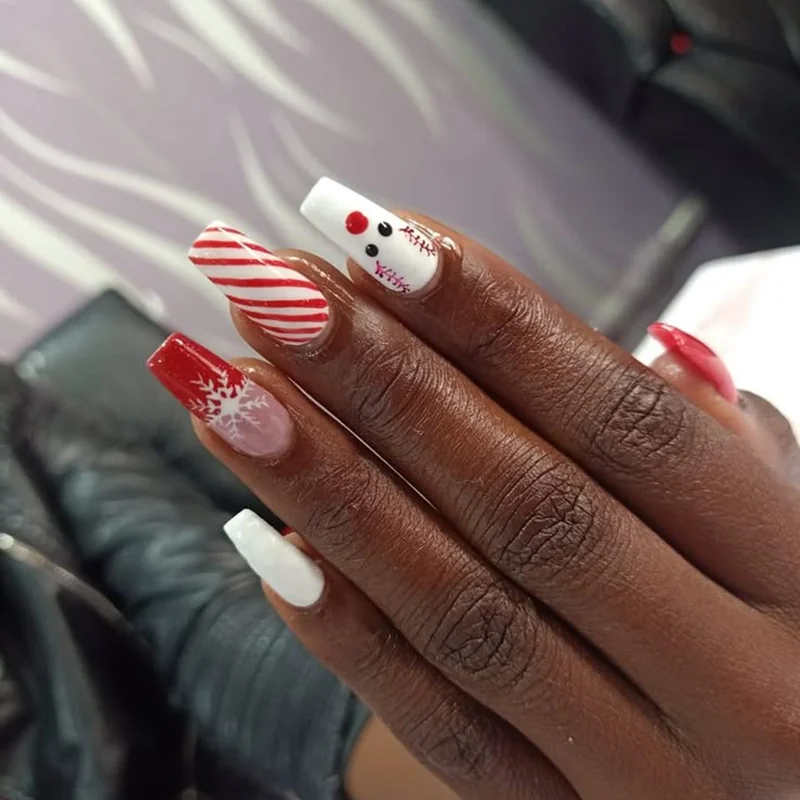 short christmas nails edge sealing technique demonstration preventing chipping with proper top coat application