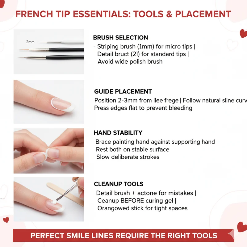 French tip precision tools showing guides and brush techniques for accuracy