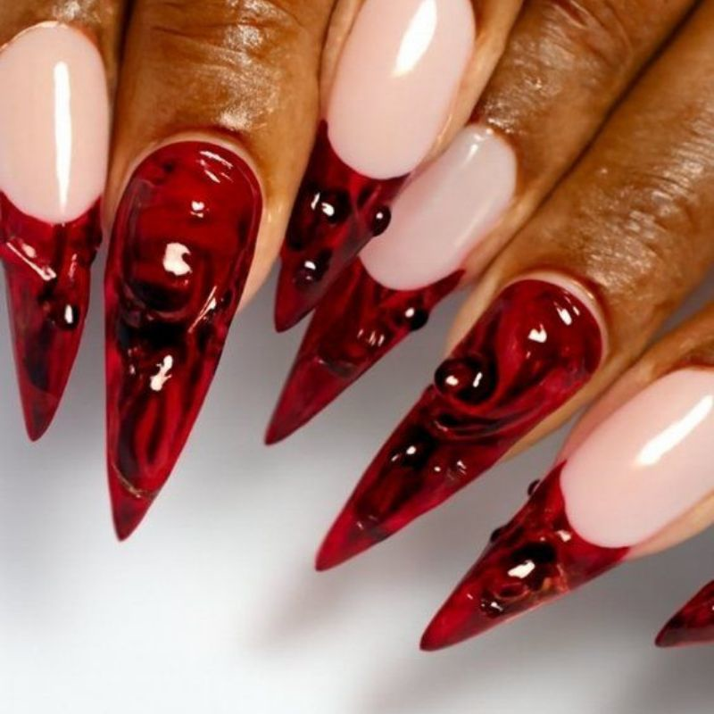 Vampire nail colors blood red and midnight black palette