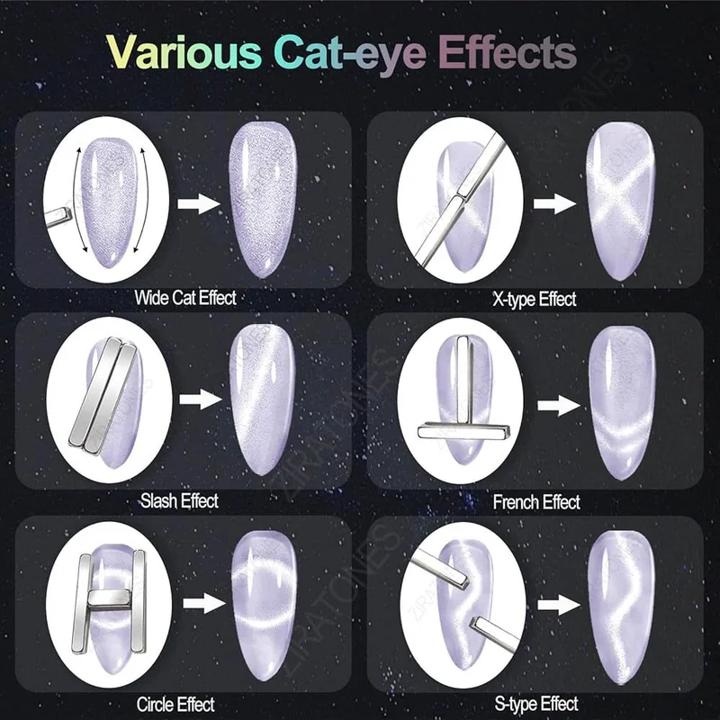 Magnetic gel polish and magnet wand tools for velvet technique