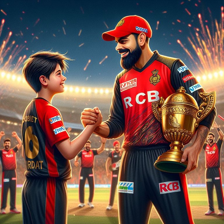 RCB Victory Celebration — Boy Handshakes Virat Kohli with IPL Trophy